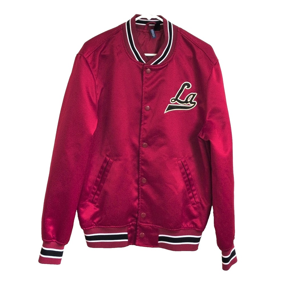 H&M Men's Red La Brea Varsity Jacket L Urban Retro Sportswear Baseball